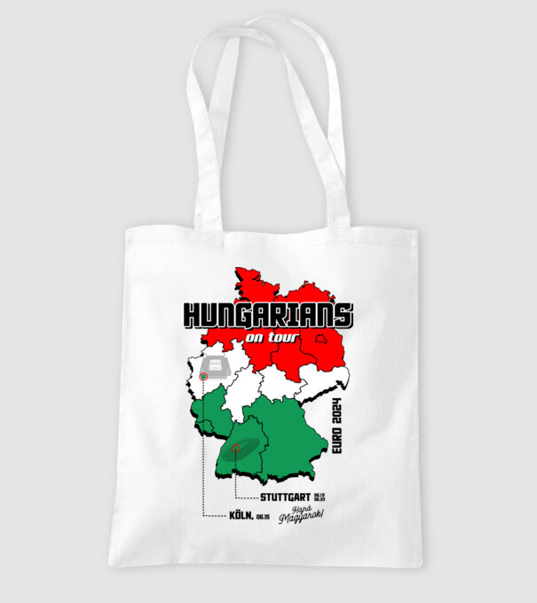 Futball EB 2024 HUNGARIANS ON TOUR fehér alapra minta fehér pólón