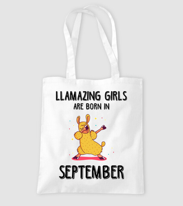 Llamazing girls are born in september black minta fehér pólón