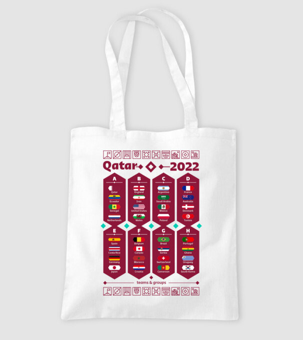 Qatar 2022 teams - csapatok világos minta fehér pólón
