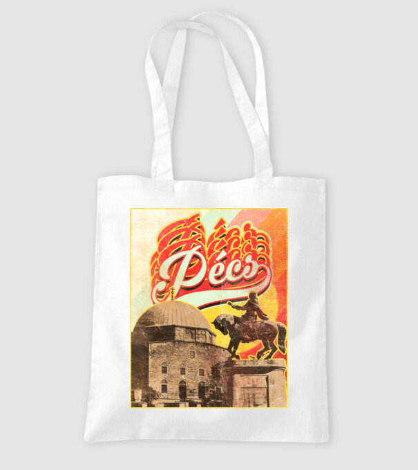 Retro Pécs minta fehér pólón