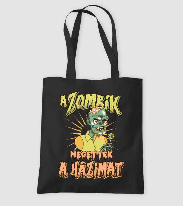 A zombik megették a házim minta fekete pólón