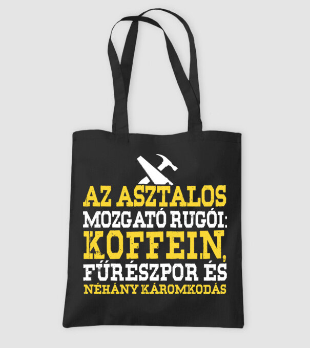 Az asztalos mozgató rugói minta fekete pólón