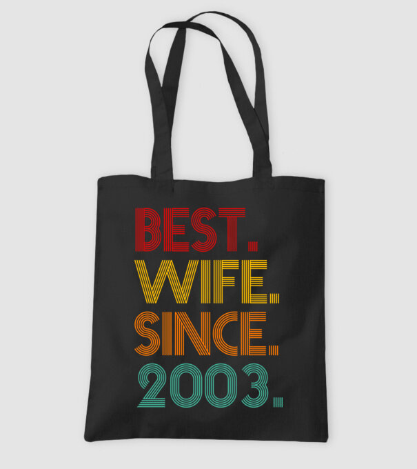 best wife since 2003 retro minta fekete pólón