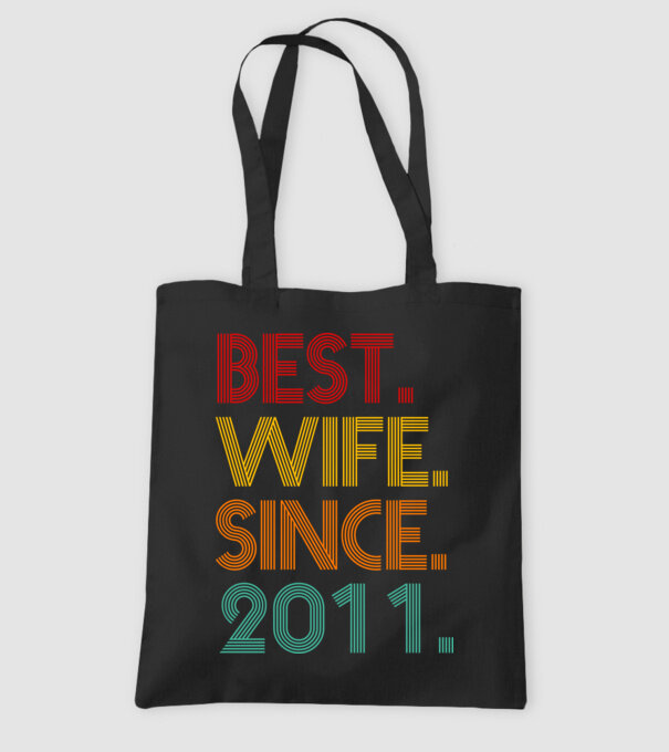 best wife since 2011 retro minta fekete pólón