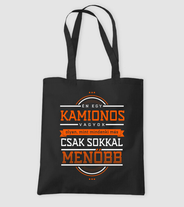 Én egy menő kamionos vagyok minta fekete pólón