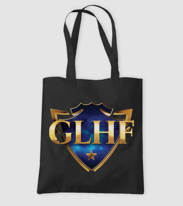 GLHF címer minta fekete pólón