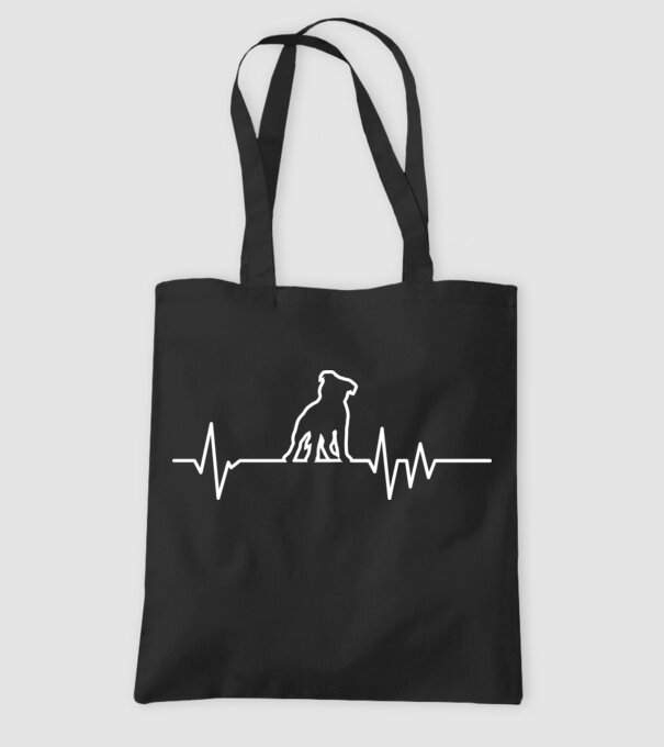 Heartbeat line Staffordshire Terrier minta fekete pólón