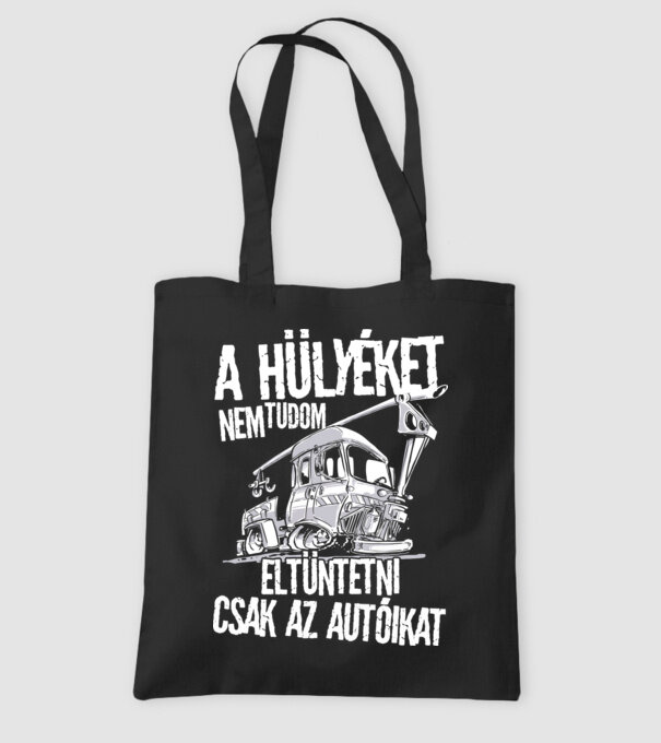 Hülyék és az autóik minta fekete pólón
