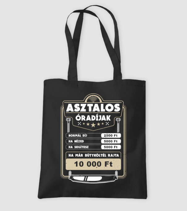 ÓRADÍJAK asztalos minta fekete pólón