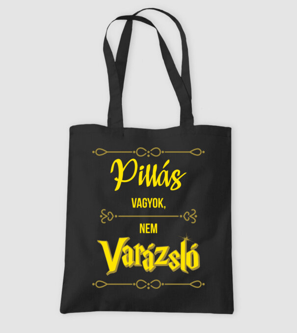 Pillás vagyok nem varázsló minta fekete pólón