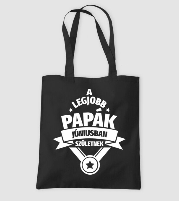 Szimpla csillagos szülinapos papa JÚNIUS minta fekete pólón