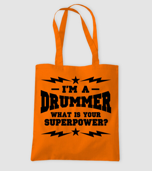 Drummer Superpower minta narancssárga pólón