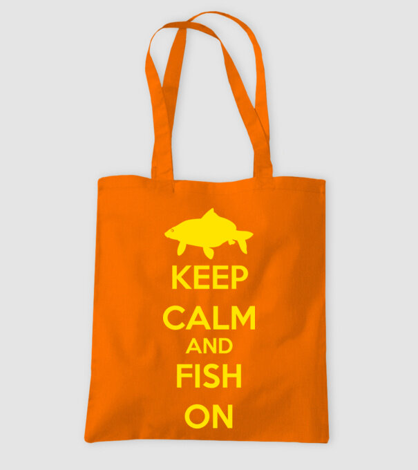 Keep calm and fish on minta narancssárga pólón