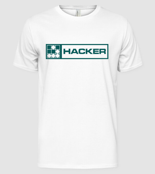 Hacker minta fehér pólón