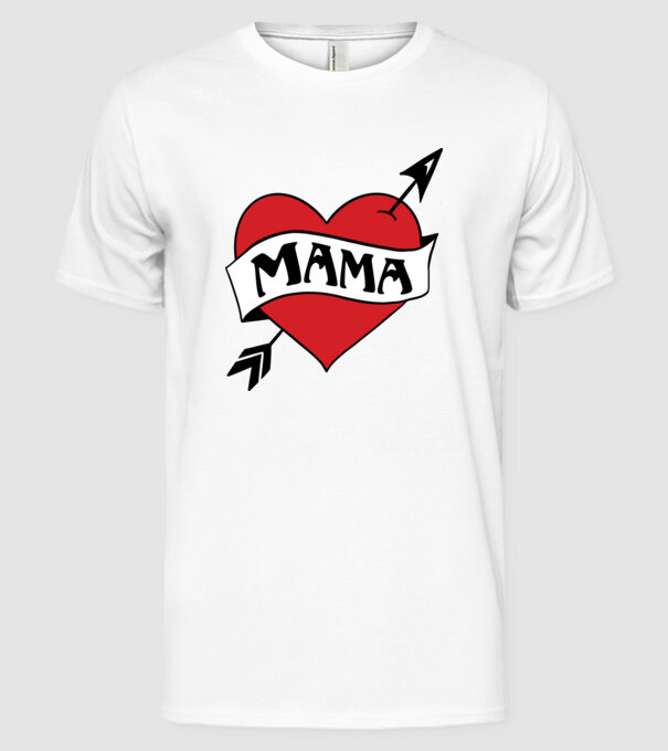 Mama retro szív minta fehér pólón