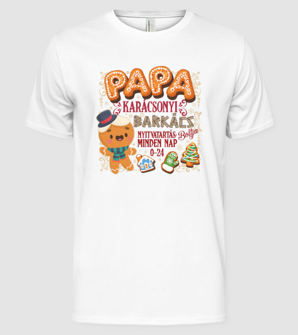 Papa karácsonyi barkácsbolt bögre méret minta fehér pólón