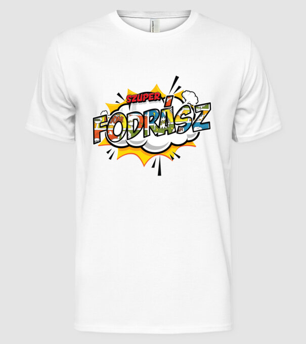 Szuper Fodrász minta fehér pólón