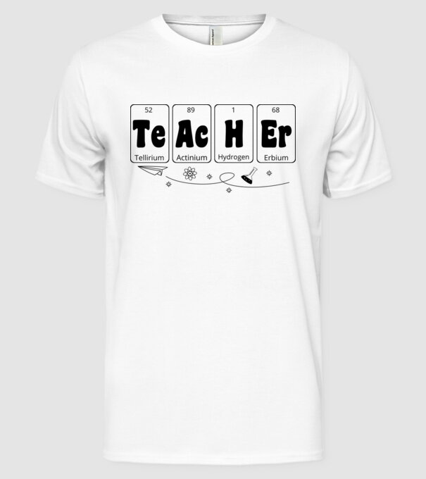 Teacher periodus minta fehér pólón