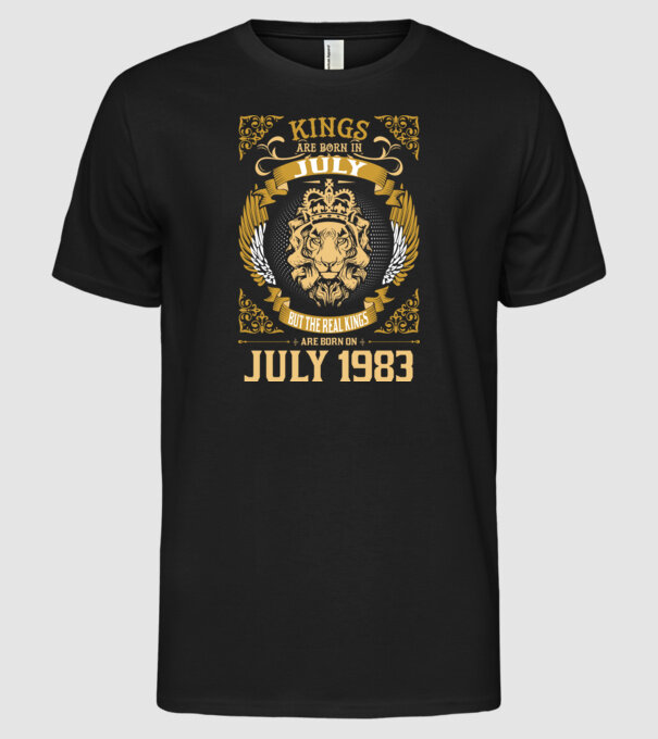 Oroszlános szülinapos 1983 JÚLIUS minta fekete pólón