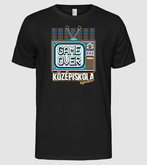Retro ballagás középiskola teljesítve minta fekete pólón