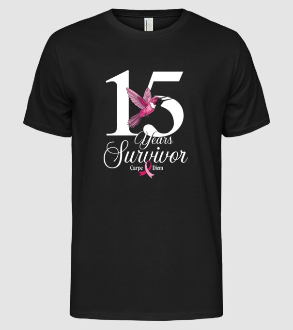 15 years survivor minta fekete pólón