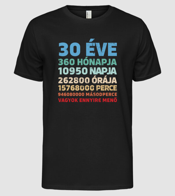 30 éve vagyok ennyire menő minta fekete pólón