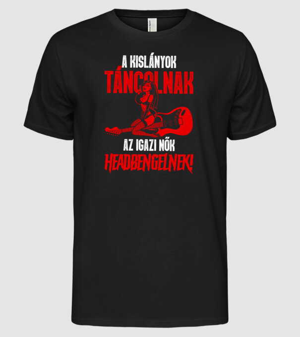 A kislányok táncolnak minta fekete pólón