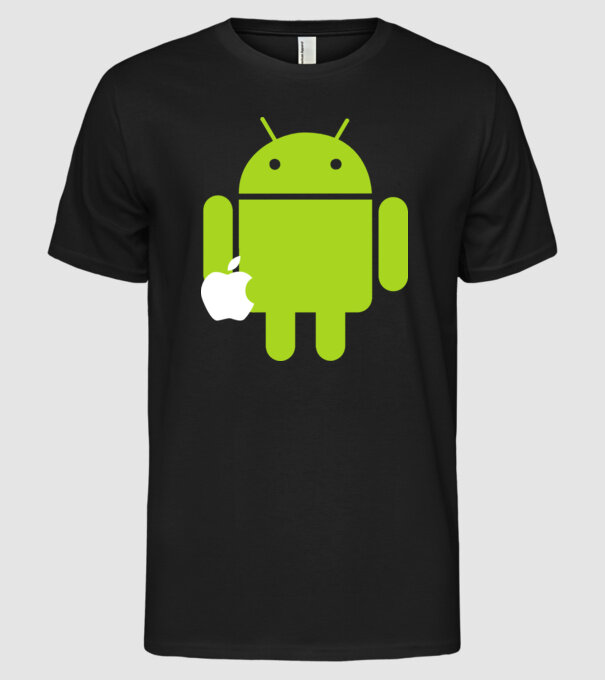 android vs apple1 minta fekete pólón