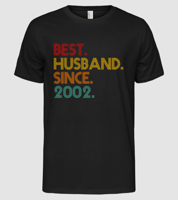 best husband since 2002 retro minta fekete pólón
