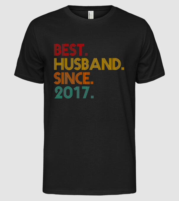 best husband since 2017 retro minta fekete pólón
