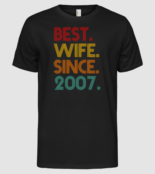 best wife since 2007 retro minta fekete pólón
