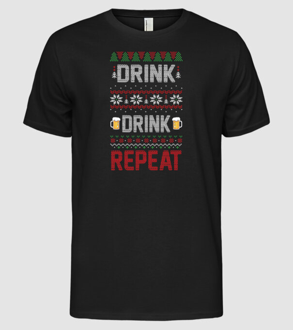 Drink drink repeat minta fekete pólón