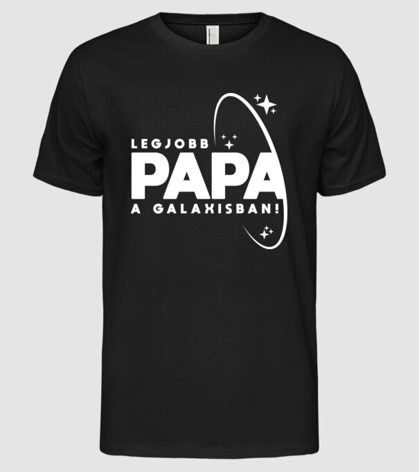Legjobb a galaxisban papa fehérre minta fekete pólón
