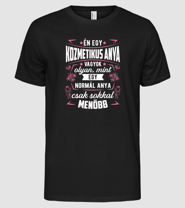 Menő kozmetikus anya minta fekete pólón