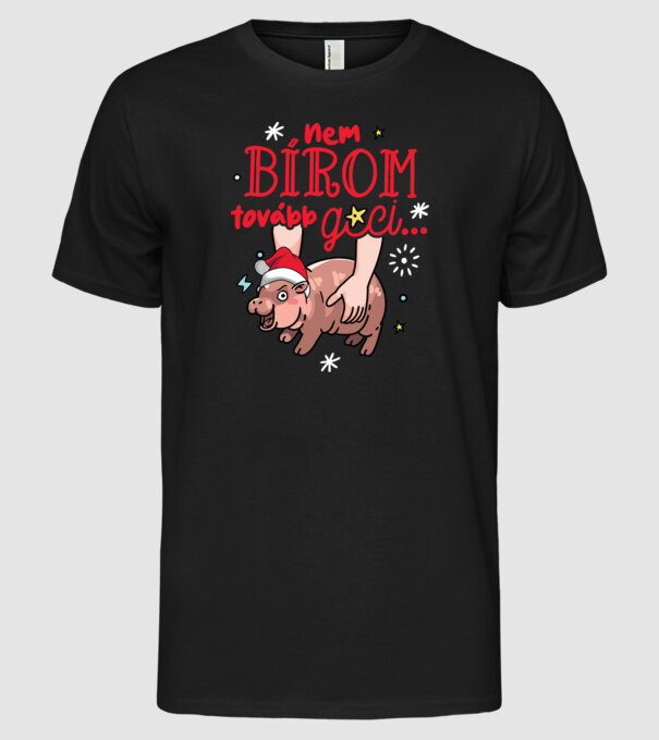 Nem bírom tovább gci Moo-Deng sötétre Karácsony minta fekete pólón
