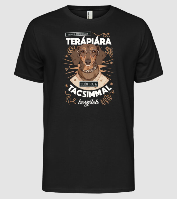 Nincs szükségem terápiára tacsi minta fekete pólón