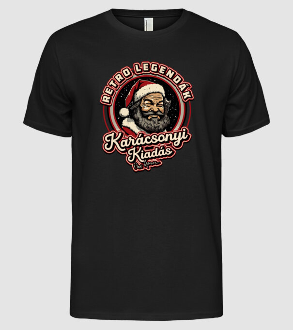 Retro Legenda Karácsony Bud Spencer textured minta fekete pólón