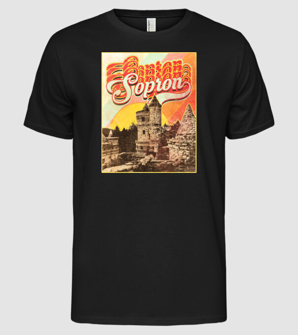 Retro Sopron minta fekete pólón