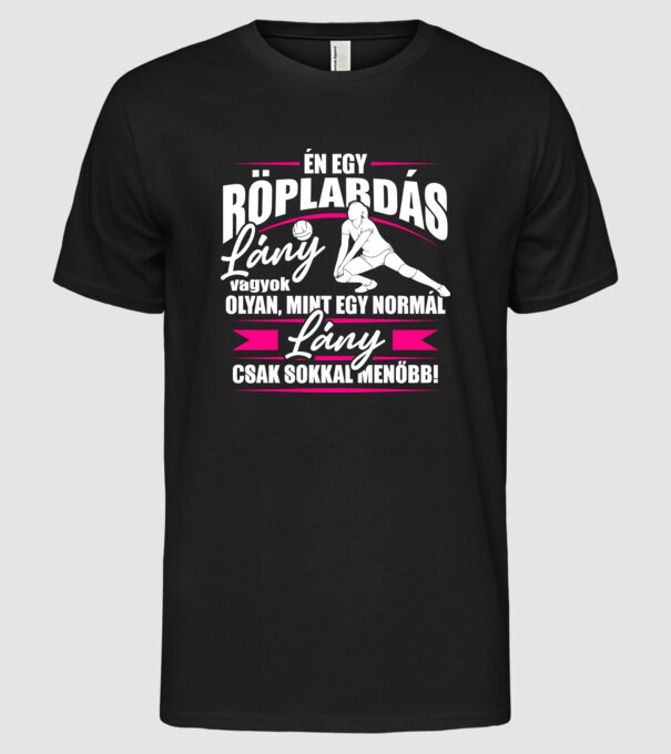Röplabdás lány minta fekete pólón
