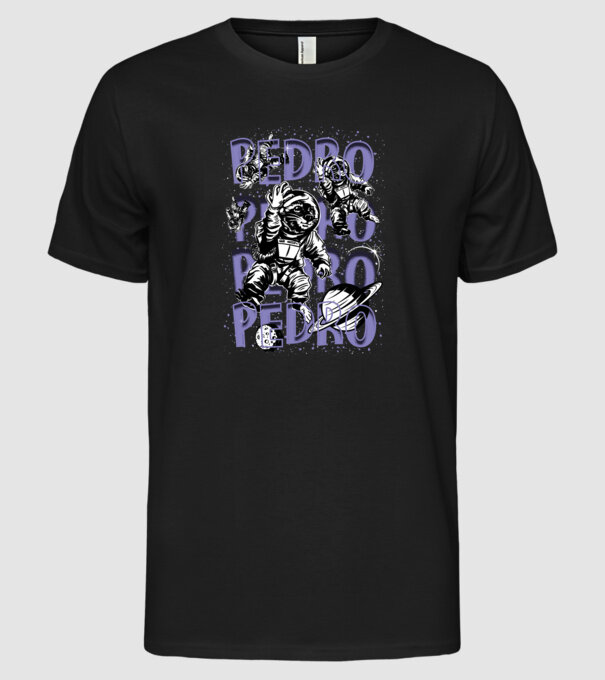 SPACE PEDRO minta fekete pólón