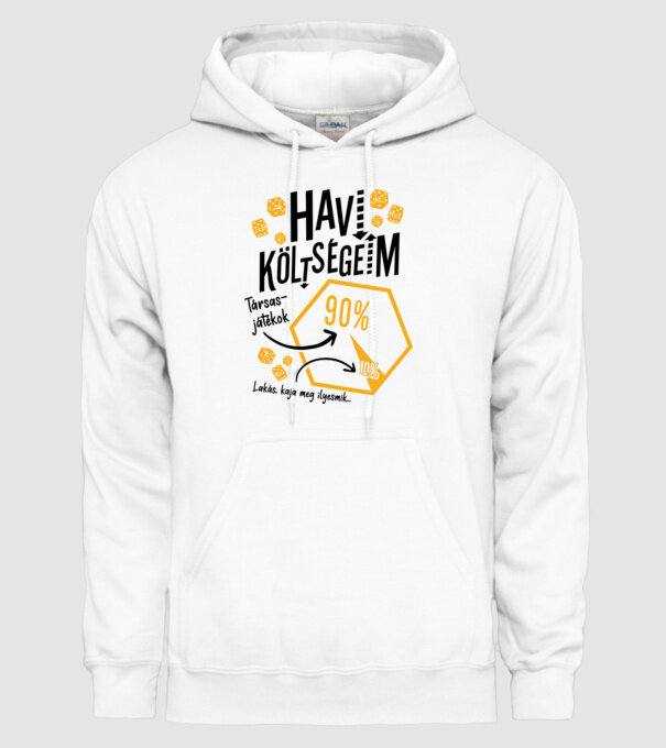 Havi költségeim feketére minta fehér pólón
