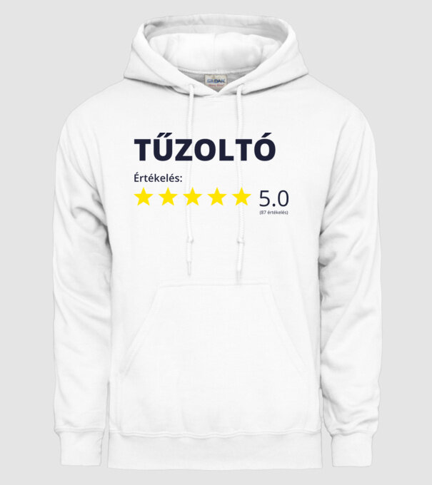 Értékelés 5 csillag - TŰZOLTÓ minta fehér pólón