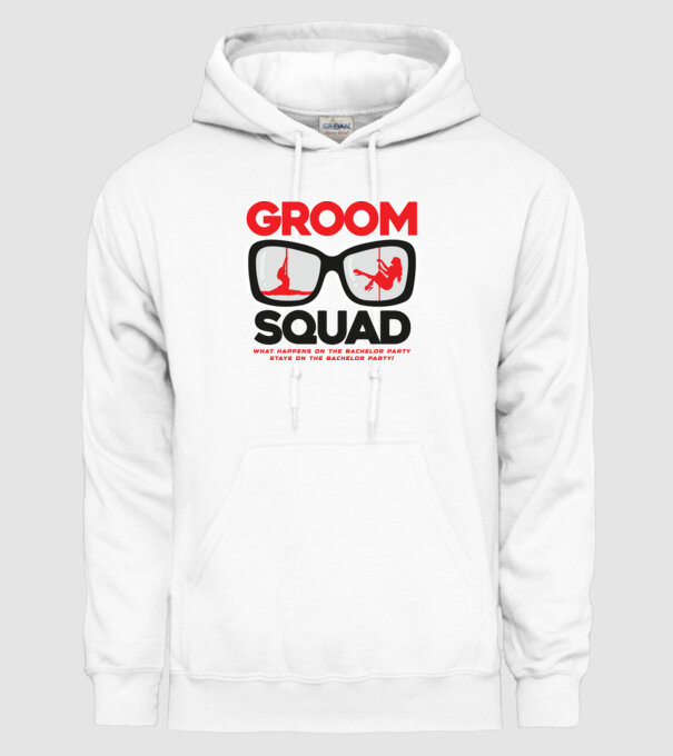 Groom Squad Sunglass minta fehér pólón