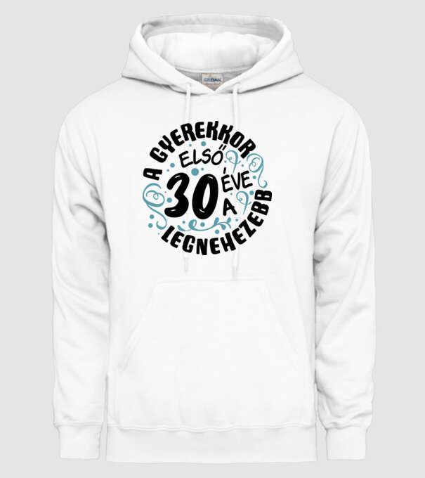 Gyerekkor 30 éves minta fehér pólón