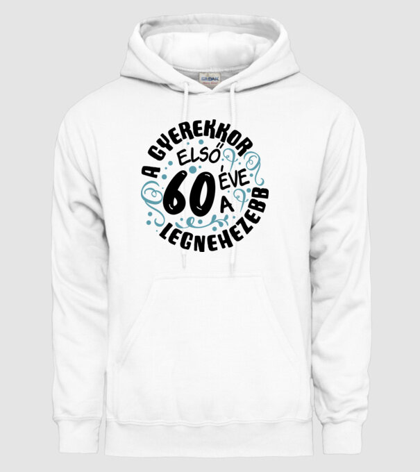 Gyerekkor 60 éves minta fehér pólón