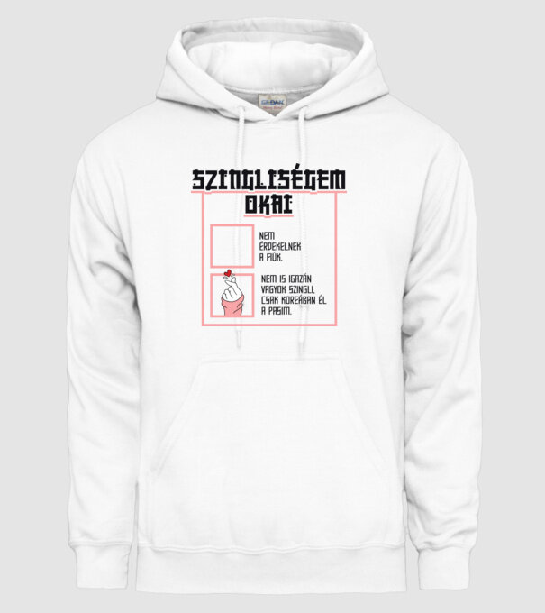 K-POP SZINGLISÉGEM OKAI minta fehér pólón