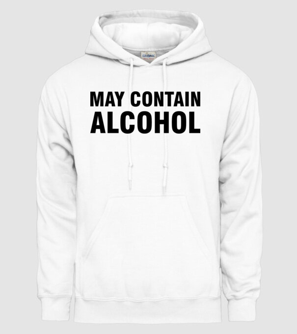 May contain alcohol minta fehér pólón