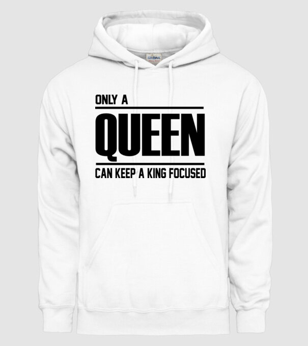 Only a Queen can keep a king in focused minta fehér pólón