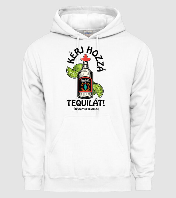 Tequila és citrom tequila fekete minta fehér pólón