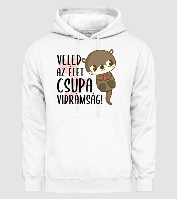 Vidrák fiú vidra fekete szöveg minta fehér pólón